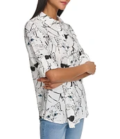 KARL LAGERFELD PARIS Karl Choupette Abstract Print Button Front Blouse