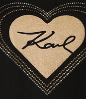 KARL LAGERFELD PARIS Karl Heart Logo Button Detail Crew Neck Short Sleeve Shirt Dress