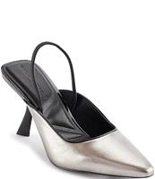 KARL LAGERFELD PARIS Keera Metallic Leather Slingback Pumps