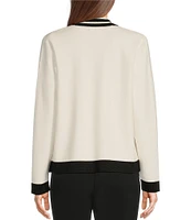 KARL LAGERFELD PARIS Knit Cardigan with Contrast Trim