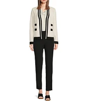KARL LAGERFELD PARIS Knit Cardigan with Contrast Trim