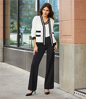 KARL LAGERFELD PARIS Knit Cardigan with Contrast Trim
