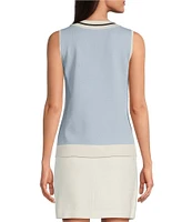 KARL LAGERFELD PARIS Knit Color Block Scoop Neck Sleeveless Top