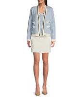 KARL LAGERFELD PARIS Knit Color Block Scoop Neck Sleeveless Top