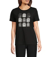 KARL LAGERFELD PARIS Knit Crew Neck Short Sleeve Perfume Graphic Tee