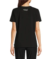 KARL LAGERFELD PARIS Knit Crew Neck Short Sleeve Perfume Graphic Tee