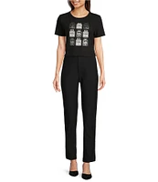 KARL LAGERFELD PARIS Knit Crew Neck Short Sleeve Perfume Graphic Tee