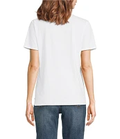 KARL LAGERFELD PARIS Knit Jersey Crew Neck Short Sleeve Embellished Eiffel Tower Tee