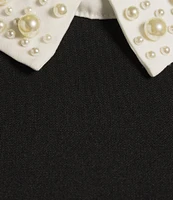 KARL LAGERFELD PARIS Knit Matte Jersey Pearl Collar Sleeveless Top