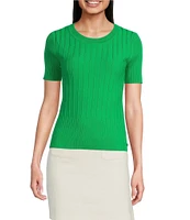 KARL LAGERFELD PARIS Knit Round Neck Short Sleeve Sweater