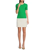 KARL LAGERFELD PARIS Knit Round Neck Short Sleeve Sweater