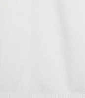 KARL LAGERFELD PARIS Knit Solid V-Neck Short Stripe Puff Sleeve Sweater