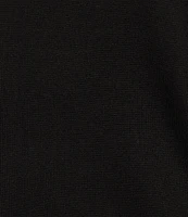 KARL LAGERFELD PARIS Knit Solid V-Neck Short Stripe Puff Sleeve Sweater
