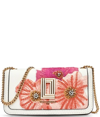 KARL LAGERFELD PARIS Kosette Floral Embroidered Convertible Shoulder Bag