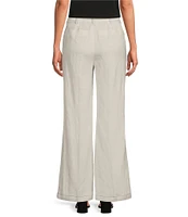 KARL LAGERFELD PARIS Linen Blend Flat Front Wide Leg Pants