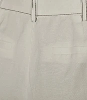 KARL LAGERFELD PARIS Linen Blend Flat Front Wide Leg Pants