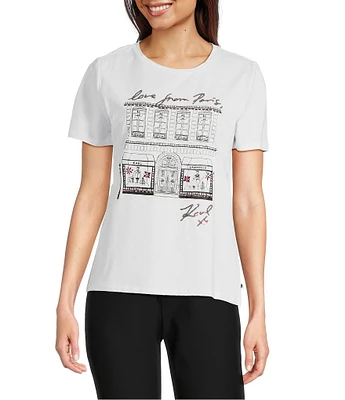 KARL LAGERFELD PARIS Love From Paris Crew Neck Short Sleeve Tee