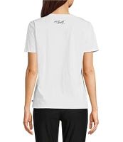 KARL LAGERFELD PARIS Love From Paris Crew Neck Short Sleeve Tee