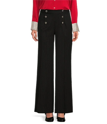 KARL LAGERFELD PARIS Lurex Pinstripe Print Straight Leg Pant