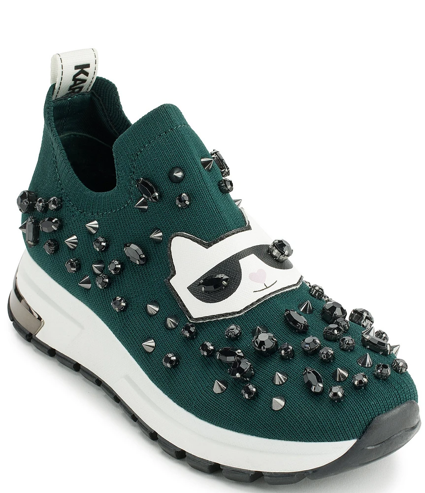 KARL LAGERFELD PARIS Malna Rhinestone Embellished Slip-On Sneakers