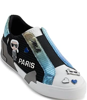 KARL LAGERFELD PARIS Mavise Pins Iridescent Slip On Sneakers