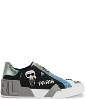 KARL LAGERFELD PARIS Mavise Pins Iridescent Slip On Sneakers