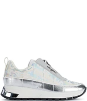 KARL LAGERFELD PARIS Maylene Logo Print Toggle Lace Platform Wedge Sneakers