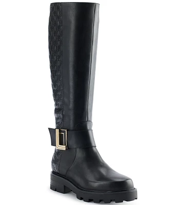 KARL LAGERFELD PARIS Meara II 50/50 Embossed Leather Tall Boots