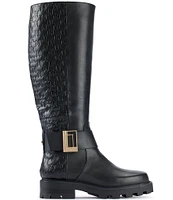 KARL LAGERFELD PARIS Meara II 50/50 Embossed Leather Tall Boots