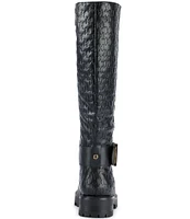 KARL LAGERFELD PARIS Meara II 50/50 Embossed Leather Tall Boots