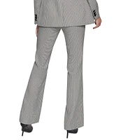 KARL LAGERFELD PARIS Mini Houndstooth Straight Leg Mid Rise Suiting Pants