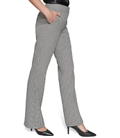 KARL LAGERFELD PARIS Mini Houndstooth Straight Leg Mid Rise Suiting Pants