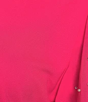 KARL LAGERFELD PARIS Mixed Media Crew Neck Short Puff Sleeve Embellished Top