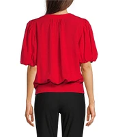 KARL LAGERFELD PARIS Motif Button Short Sleeve Wrap Top