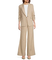 KARL LAGERFELD PARIS Notch Collar 3/4 Sleeve Rhinestone Studded Embellished Pinstripe Coordinating Blazer