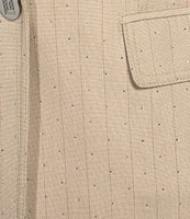 KARL LAGERFELD PARIS Notch Collar 3/4 Sleeve Rhinestone Studded Embellished Pinstripe Coordinating Blazer