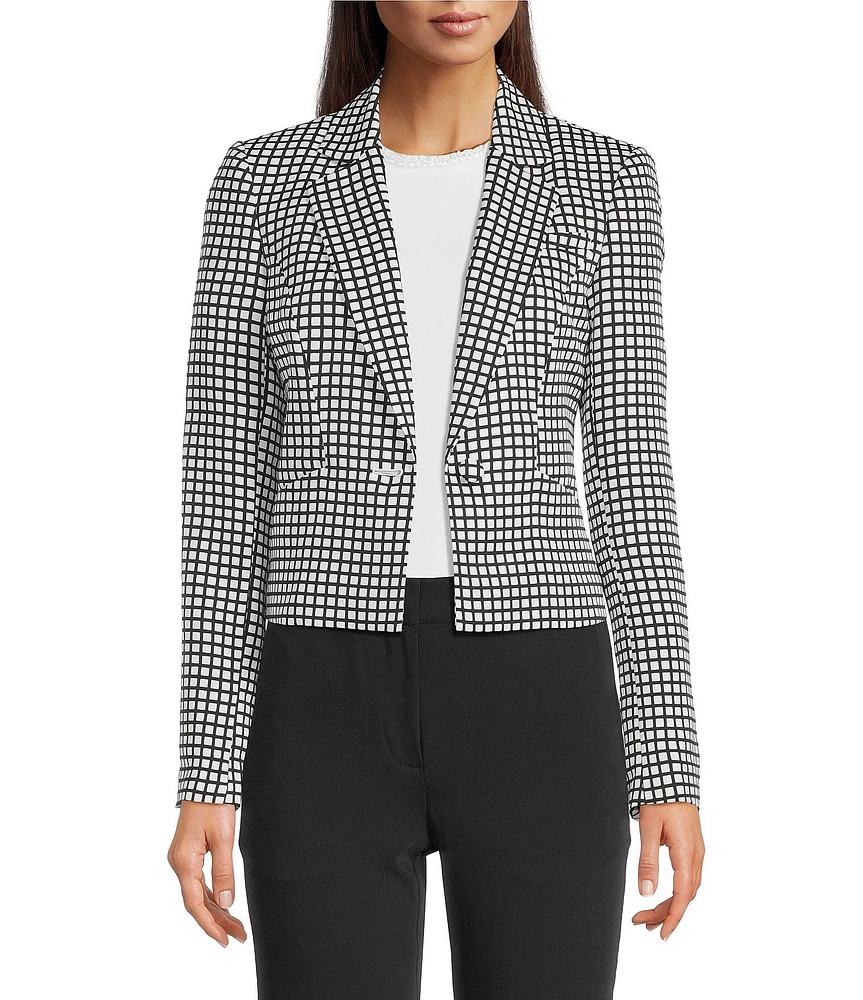 KARL LAGERFELD PARIS Notch Collar Long Sleeve Cropped Jacket