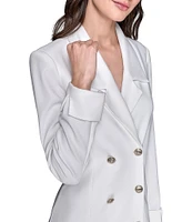 KARL LAGERFELD PARIS Notch Lapel Collar Long Sleeve Chiffon Flounce Hem Mini Blazer Dress