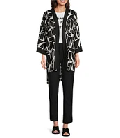 KARL LAGERFELD PARIS Oversized Abstract Geo-Printed Open Front Kimono Jacket