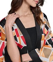 KARL LAGERFELD PARIS Oversized Abstract Geo-Printed Open Front Kimono Jacket