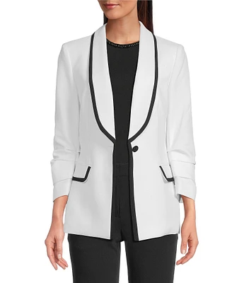 KARL LAGERFELD PARIS Peak Lapel 3/4 Sleeves Framed Jacket