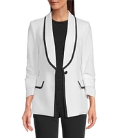 KARL LAGERFELD PARIS Peak Lapel 3/4 Sleeves Framed Jacket
