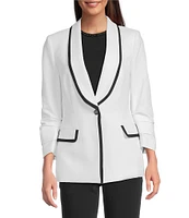 KARL LAGERFELD PARIS Peak Lapel 3/4 Sleeves Framed Jacket