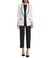 KARL LAGERFELD PARIS Peak Lapel 3/4 Sleeves Framed Jacket