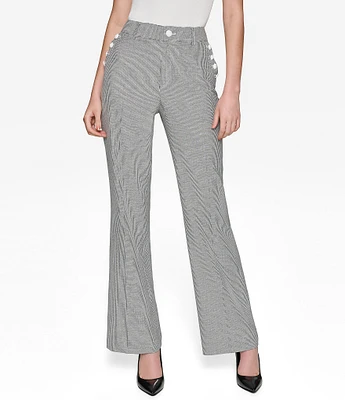 KARL LAGERFELD PARIS Pinstripe Flat Front Button Detail Pants