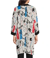 KARL LAGERFELD PARIS Abstract Print Long Sleeve Open Front Jacket