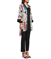 KARL LAGERFELD PARIS Abstract Print Long Sleeve Open Front Jacket