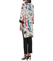 KARL LAGERFELD PARIS Abstract Print Long Sleeve Open Front Jacket