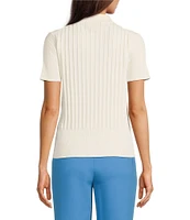 KARL LAGERFELD PARIS Ribbed Knit Polo Sweater Top