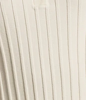 KARL LAGERFELD PARIS Ribbed Knit Polo Sweater Top